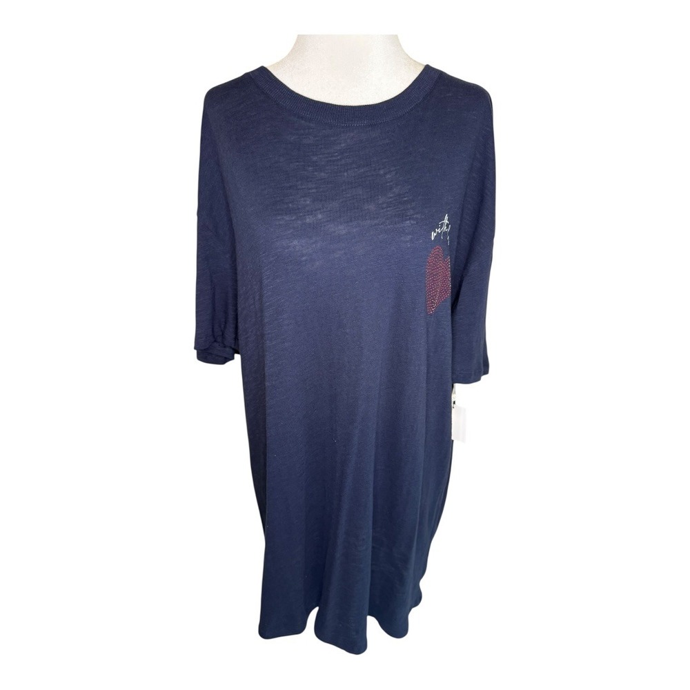 Caslon Nordstrom Navy With Love Graphic Tee T-Shirt XXL Plus Size‎ NWT